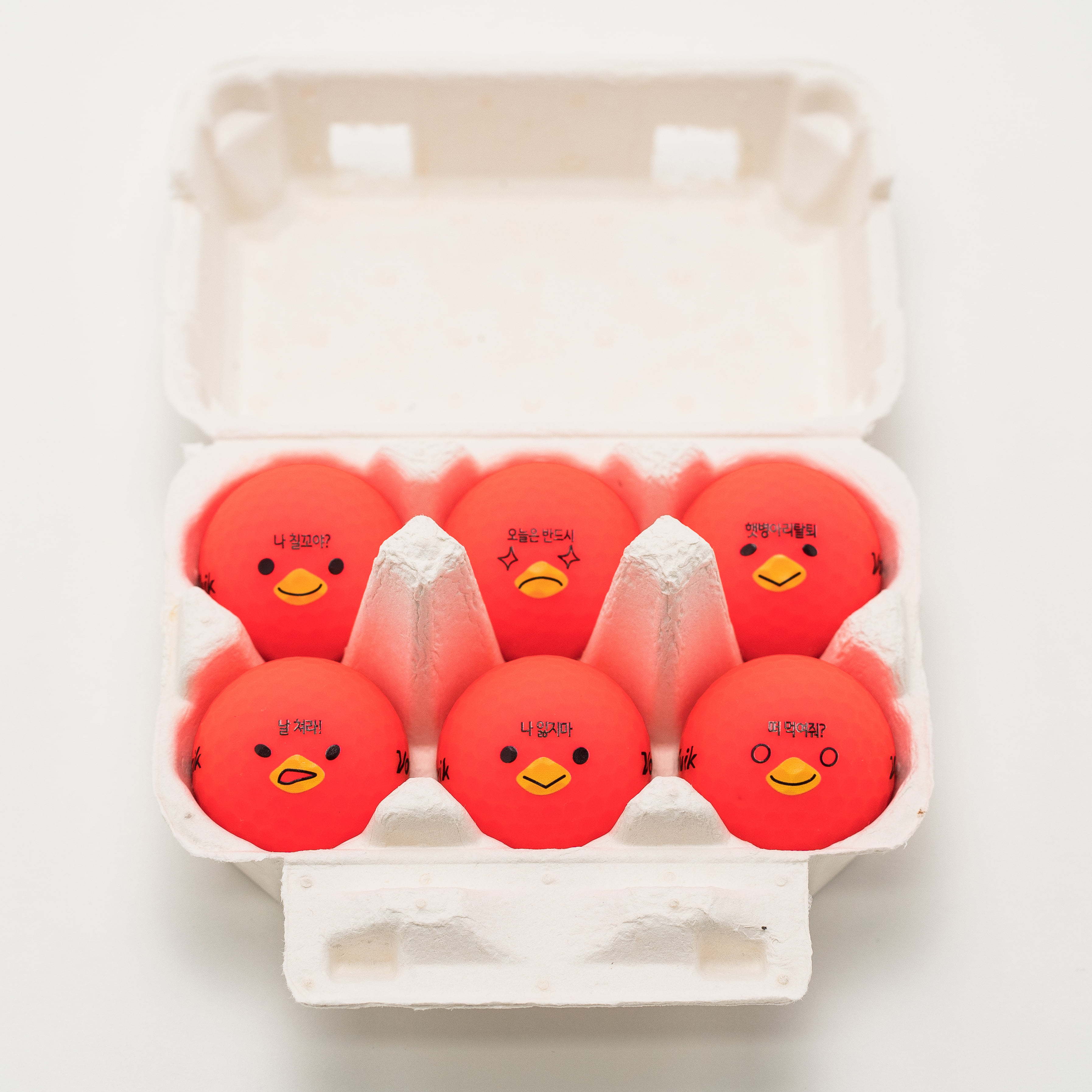 계란골프공 햇병아리1 레드(2.3피스) 볼빅비비드6구+볼마커1개